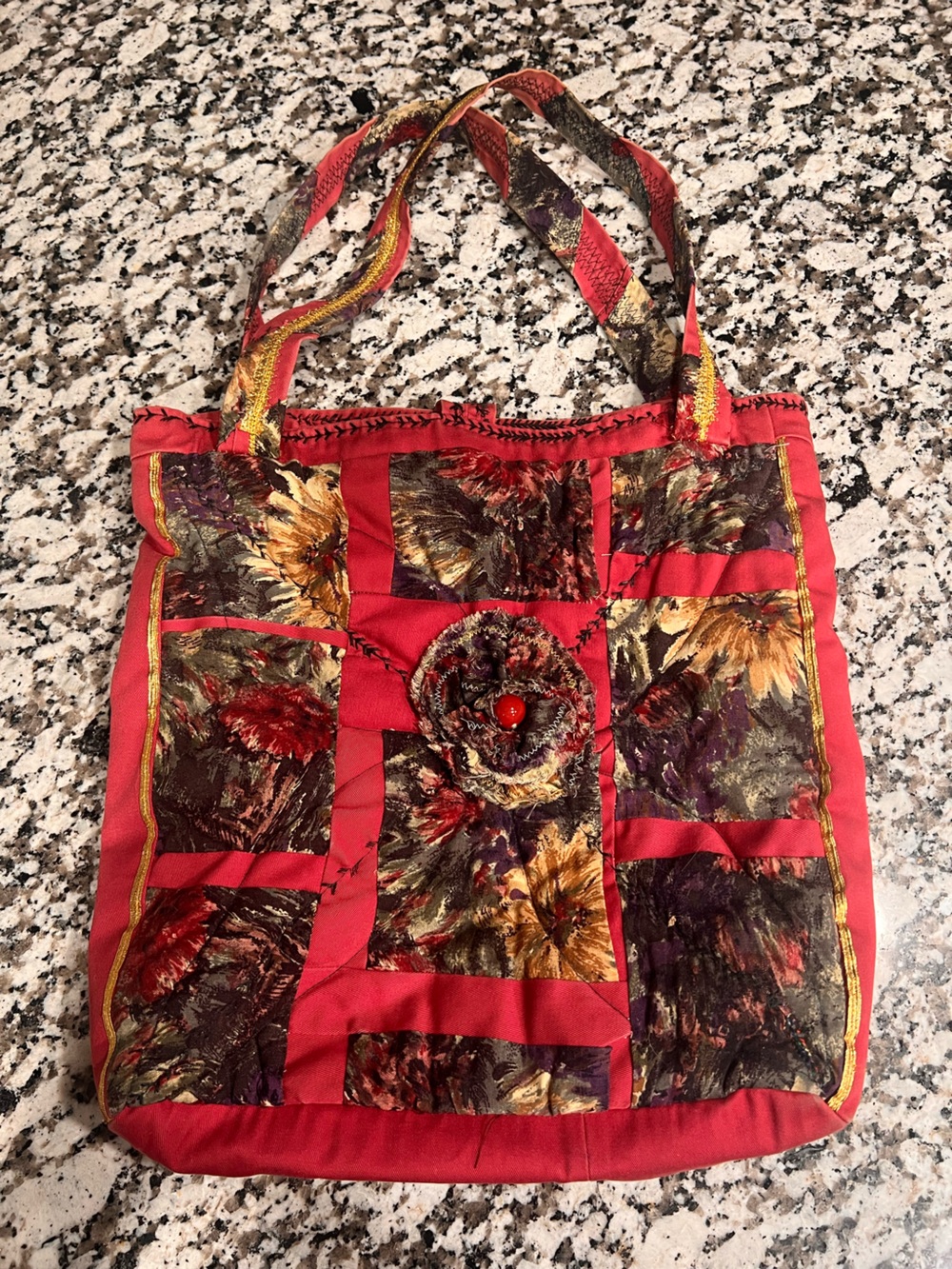 Ionadesign Handcrafted Floral Patchwork Tote Bag in Pink